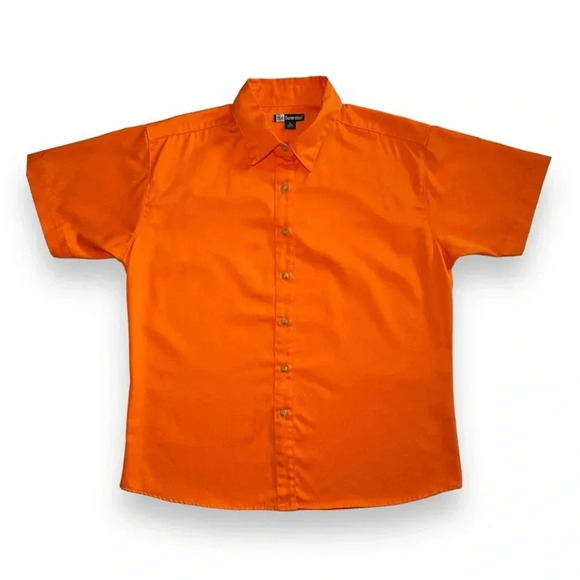 Blue Generation Tops - NWOT Blue Generation Short Sleeve Button up Women's Medium Orange Pointed Collar